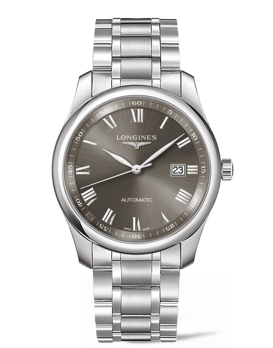 Longines Longines Master Collection L2.793.4.71.6  L27934716 механические мужские часы коричневый циферблат, браслет нержавеющая сталь — вид спереди